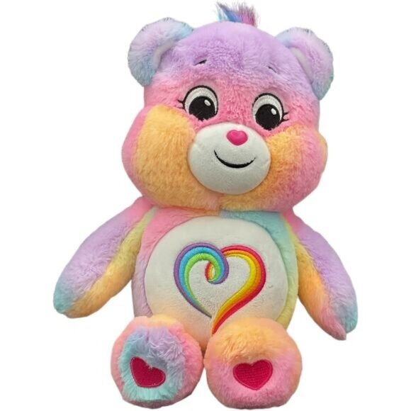 Care Bears Togetherness Bear Plush 12" 2021 Rainbow Heart Cotton Candy Colors St - Picture 1 of 3
